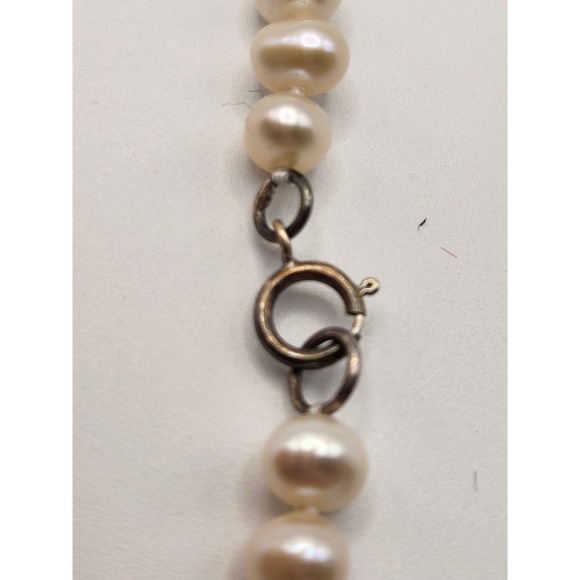 Sterling Silver 925 Freshwater Pearl Cross Pendant Necklace 16 Inch Creamy White - Picture 7 of 8